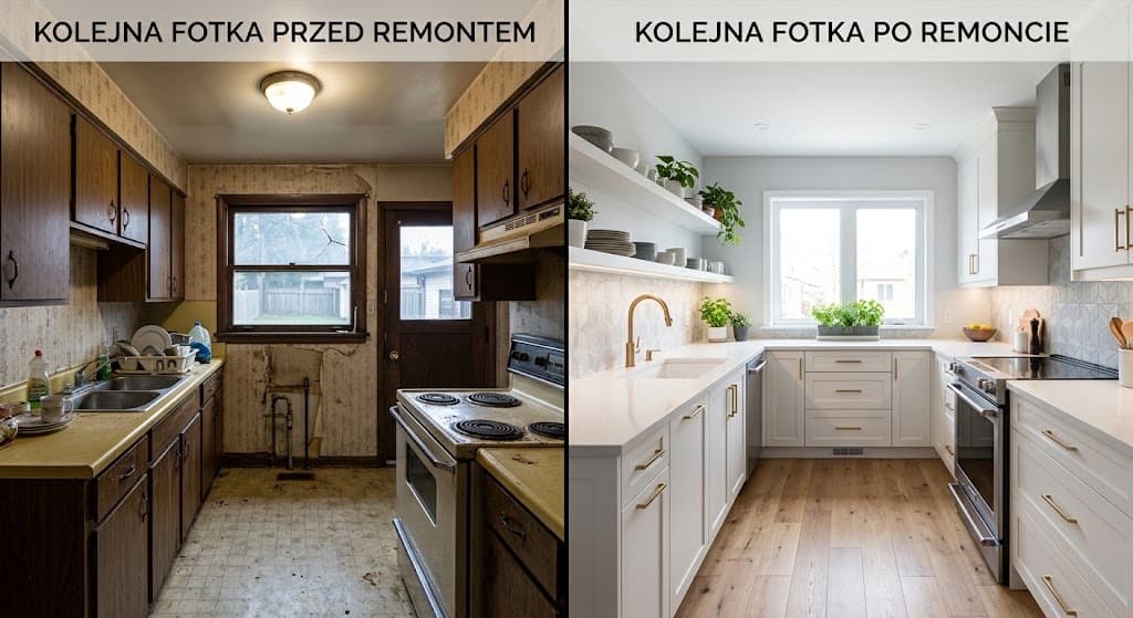 Kuchnia przed i po nowej aranżacji