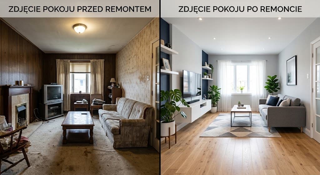 Salon przed i po remoncie generalnym